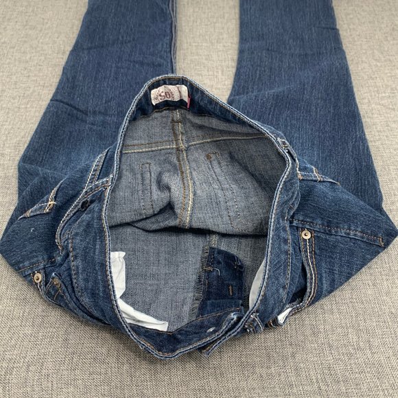 So Straight Dark Blue Denim Jeans Size 5 Low Rise 78%‎ Cotton Polyester Spandex - Picture 4 of 14